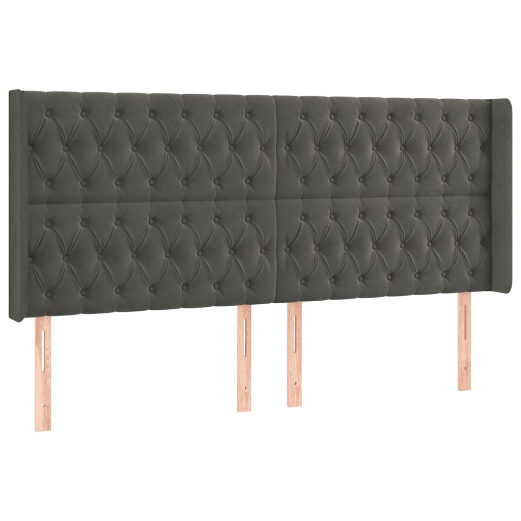 Tête de lit à LED Gris foncé 183x16x118/128 cm Velours - XIOS