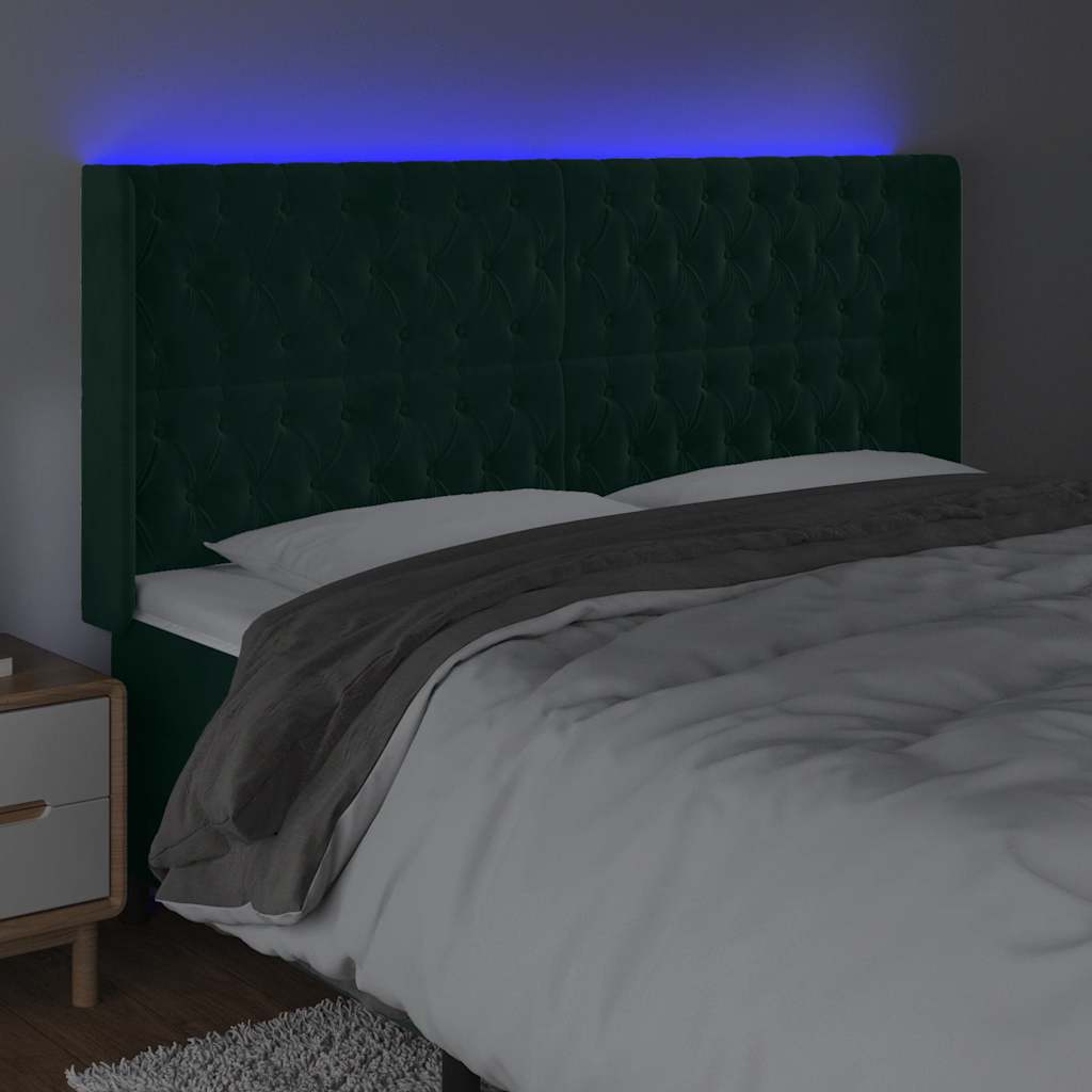 Tête de lit à LED Vert foncé 183x16x118/128 cm Velours - XIOS