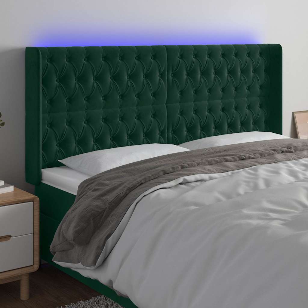 Tête de lit à LED Vert foncé 203x16x118/128 cm Velours - XIOS