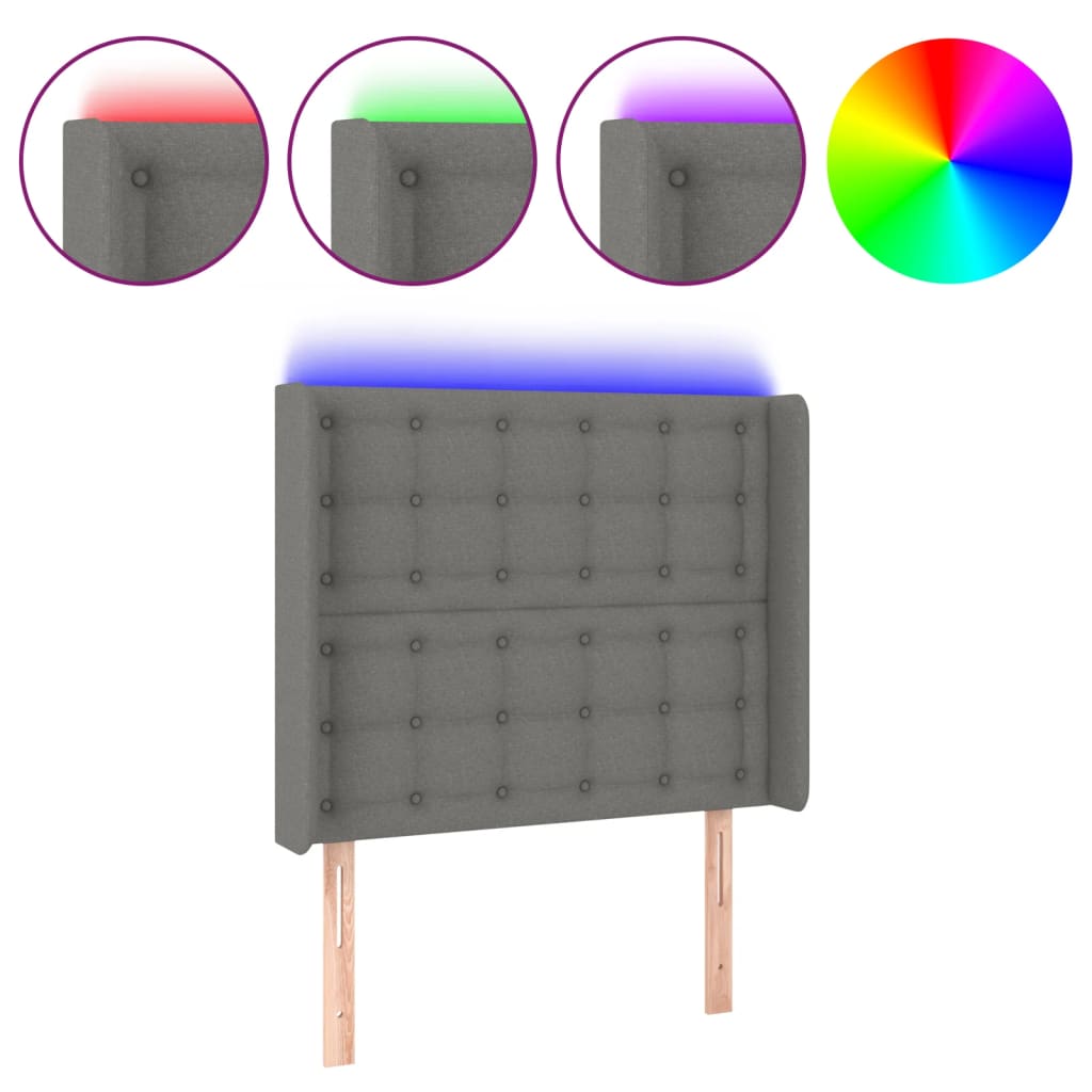 Tête de lit à LED Gris foncé 83x16x118/128 cm Tissu - XIOS
