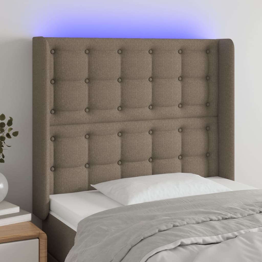 Tête de lit à LED Taupe 83x16x118/128 cm Tissu - XIOS