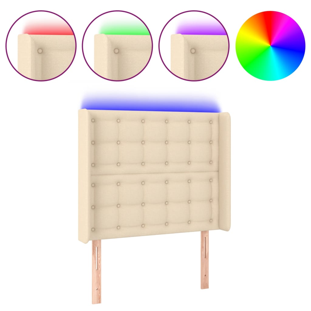 Tête de lit à LED Crème 83x16x118/128 cm Tissu - XIOS