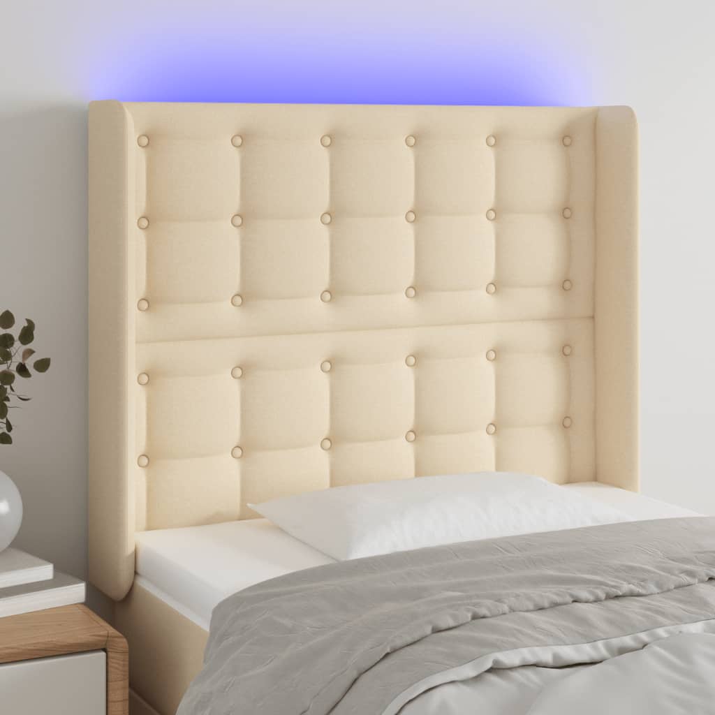 Tête de lit à LED Crème 83x16x118/128 cm Tissu - XIOS