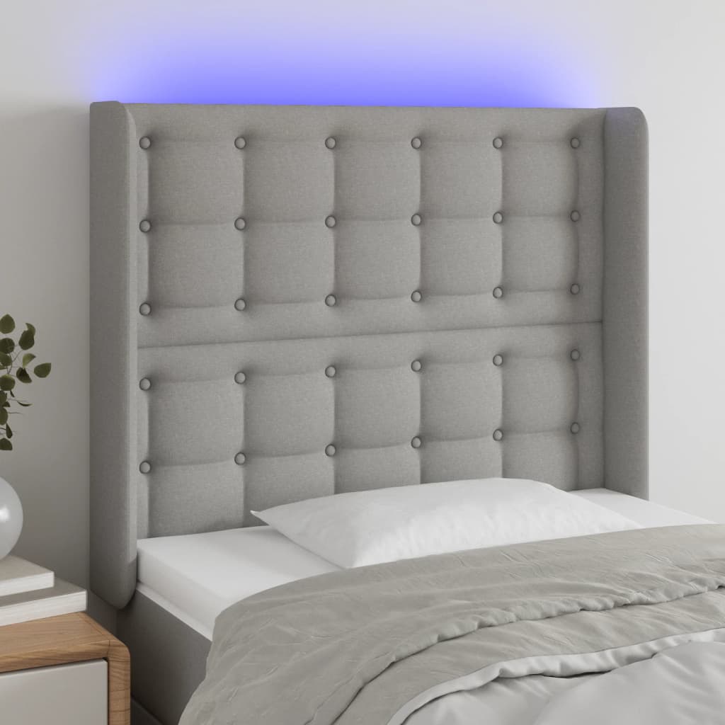 Tête de lit à LED Gris clair 93x16x118/128 cm Tissu - XIOS