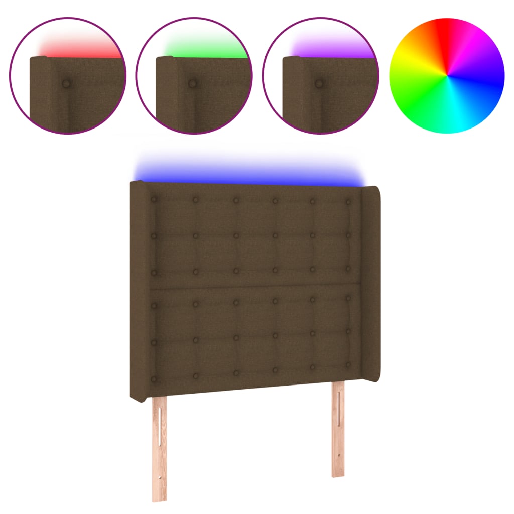 Tête de lit à LED Marron foncé 93x16x118/128 cm Tissu Têtes et pieds de lit vidaXL