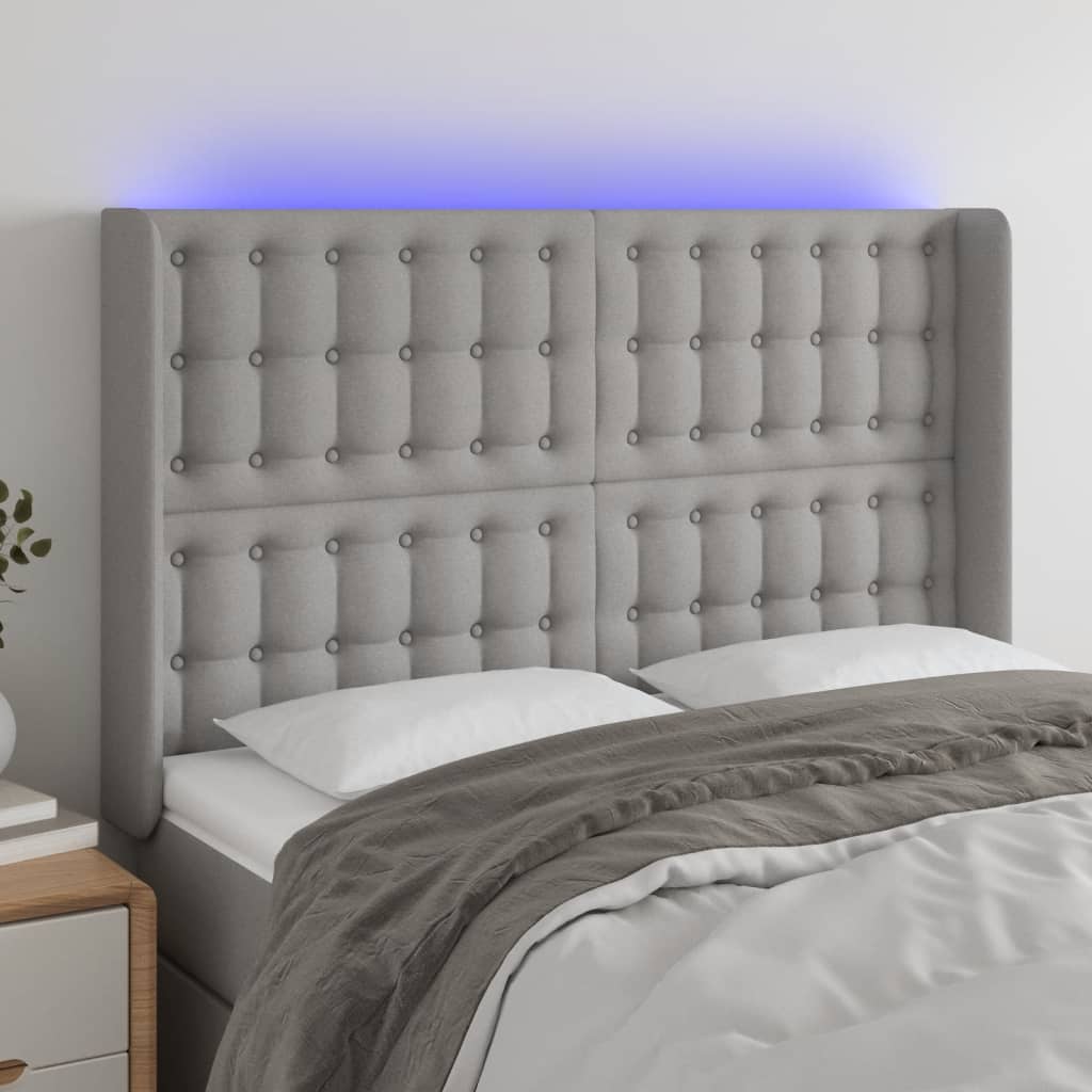 Tête de lit à LED Gris clair 147x16x118/128 cm Tissu - XIOS