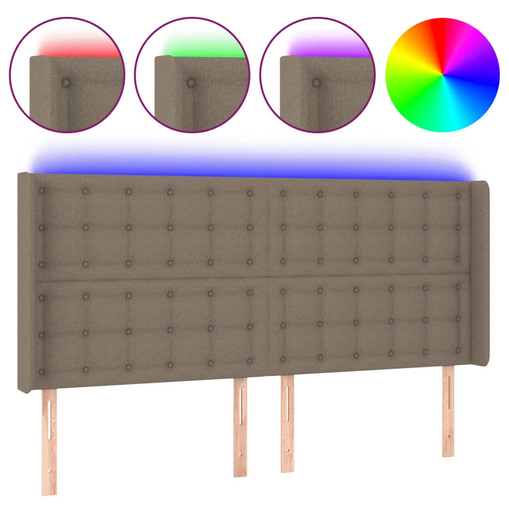 Tête de lit à LED Taupe 163x16x118/128 cm Tissu - XIOS