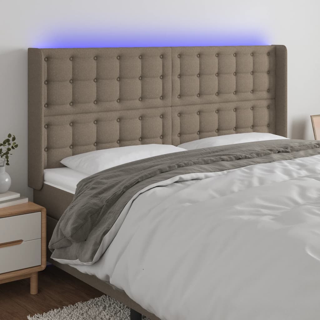 Tête de lit à LED Taupe 163x16x118/128 cm Tissu - XIOS