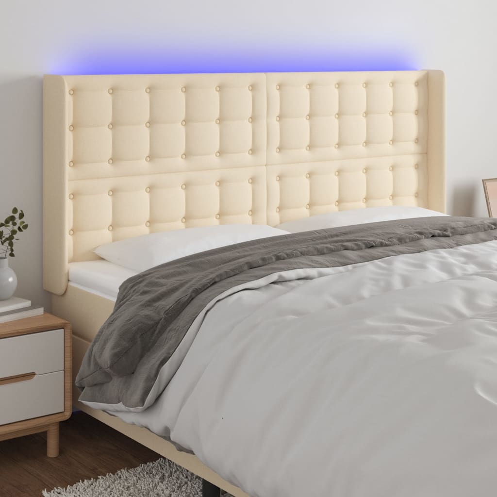 Tête de lit à LED Crème 163x16x118/128 cm Tissu - XIOS