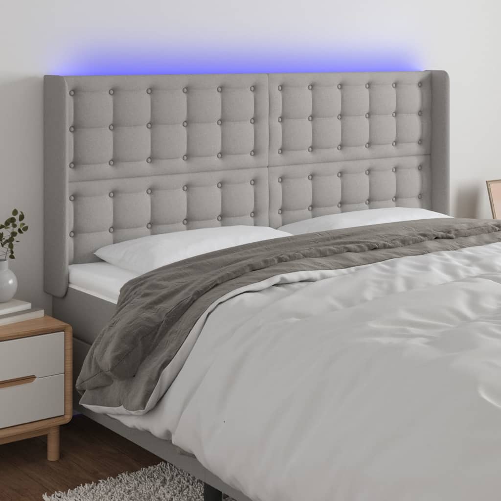 Tête de lit à LED Gris clair 183x16x118/128 cm Tissu - XIOS