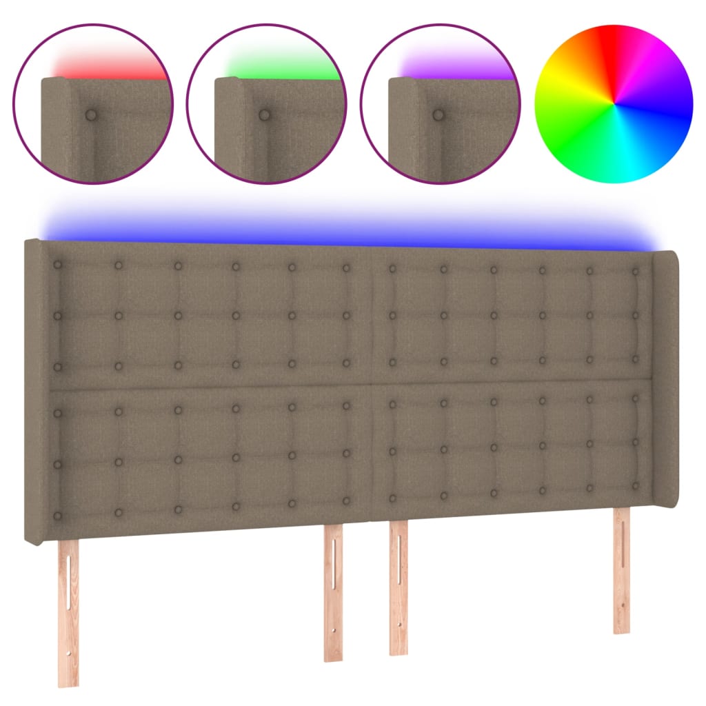 Tête de lit à LED Taupe 183x16x118/128 cm Tissu - XIOS