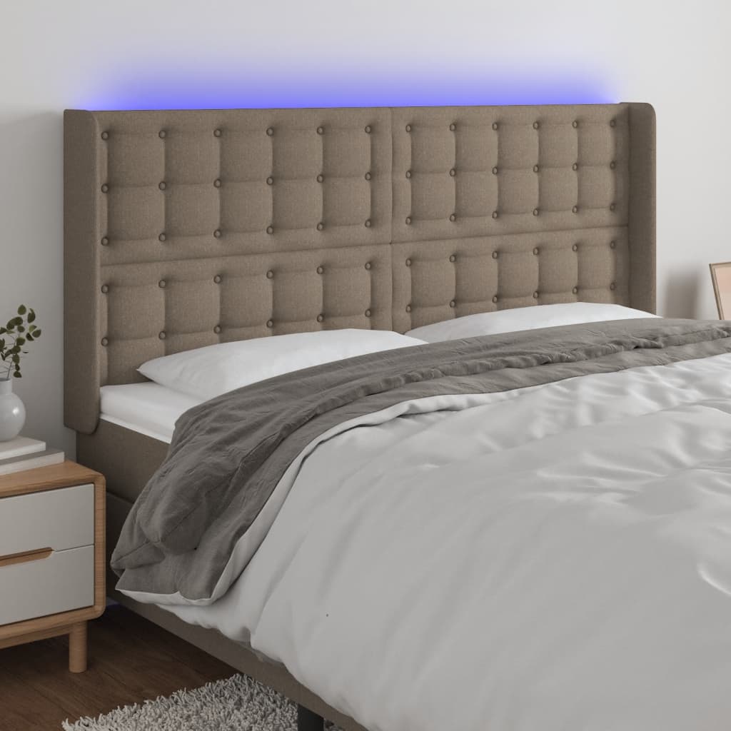 Tête de lit à LED Taupe 183x16x118/128 cm Tissu - XIOS