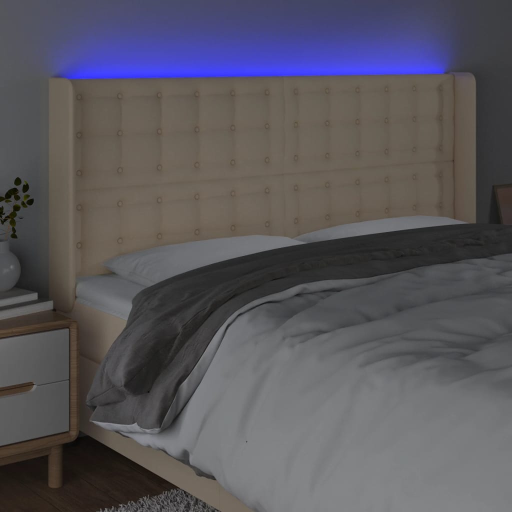 Tête de lit à LED Crème 183x16x118/128 cm Tissu - XIOS