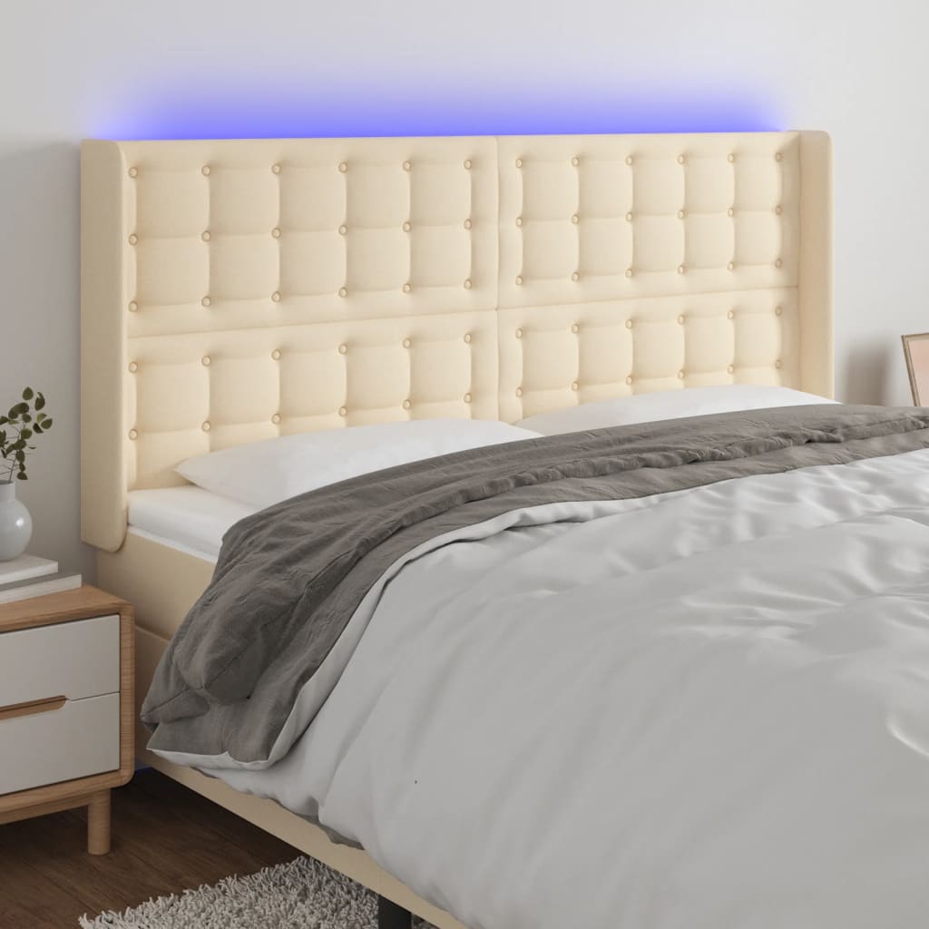 Tête de lit à LED Crème 183x16x118/128 cm Tissu - XIOS