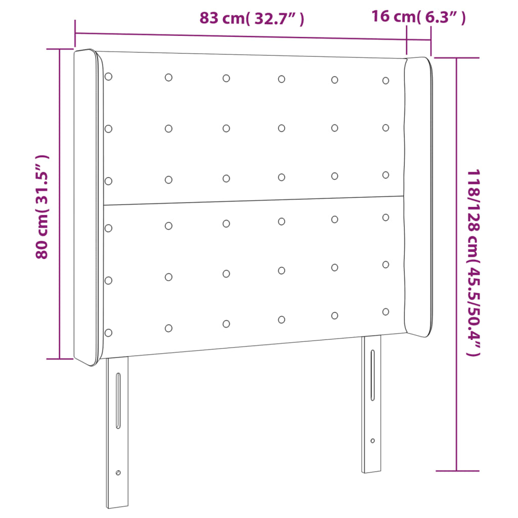 Tête de lit à LED Gris foncé 83x16x118/128 cm Velours - XIOS