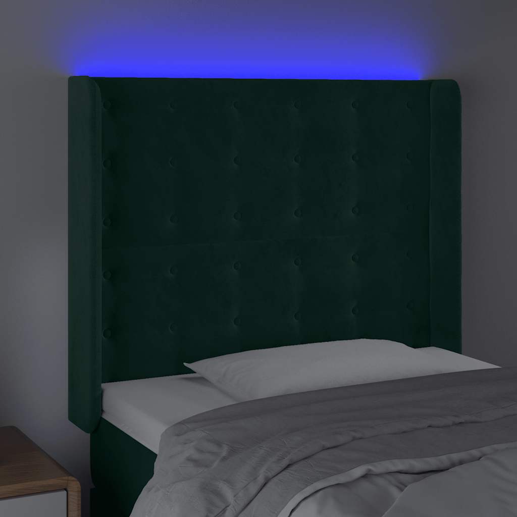 Tête de lit à LED Vert foncé 93x16x118/128 cm Velours - XIOS