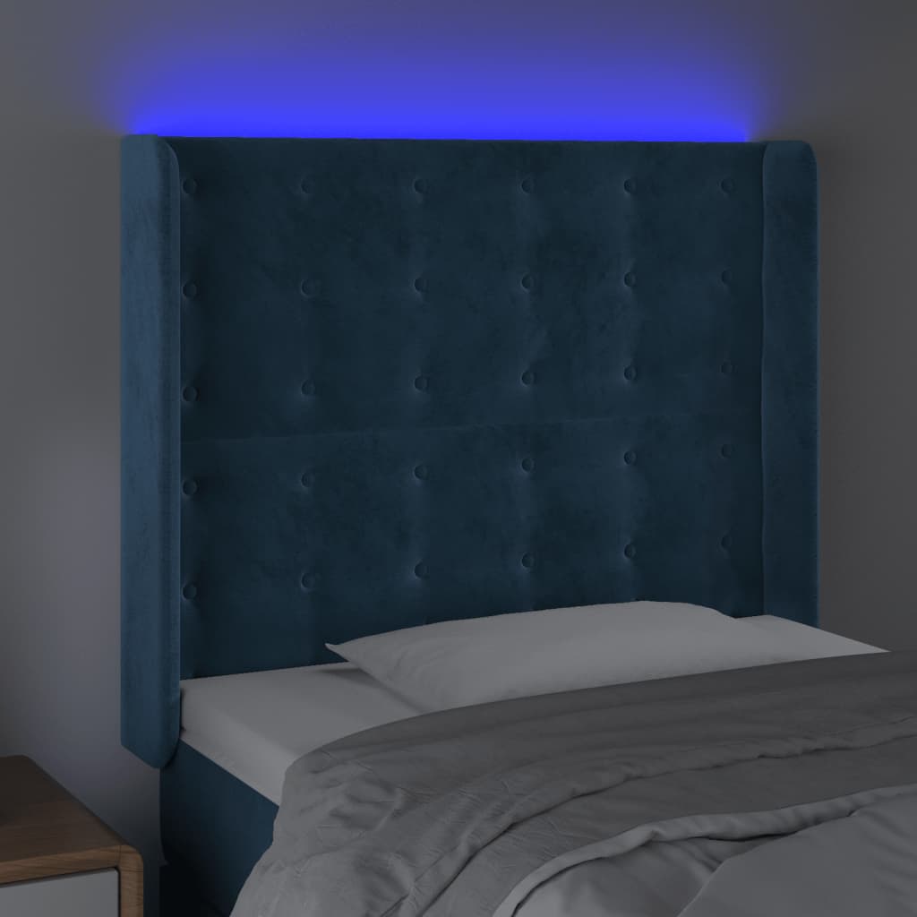 Tête de lit à LED Bleu foncé 93x16x118/128 cm Velours - XIOS