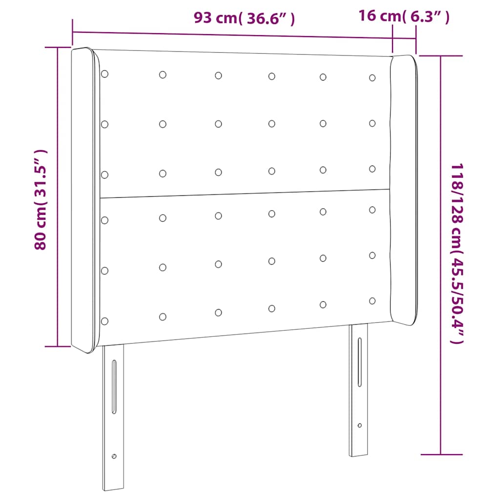 Tête de lit à LED Bleu foncé 93x16x118/128 cm Velours - XIOS