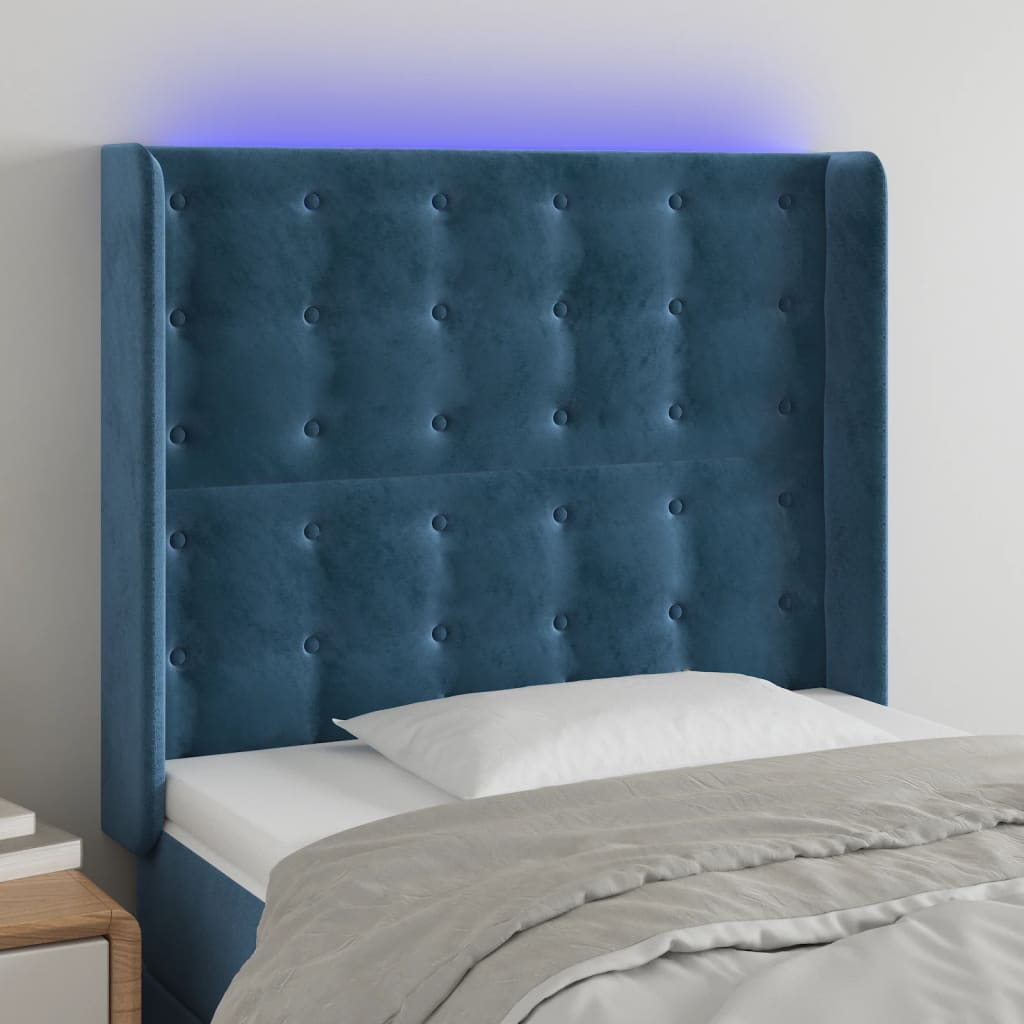 Tête de lit à LED Bleu foncé 93x16x118/128 cm Velours - XIOS