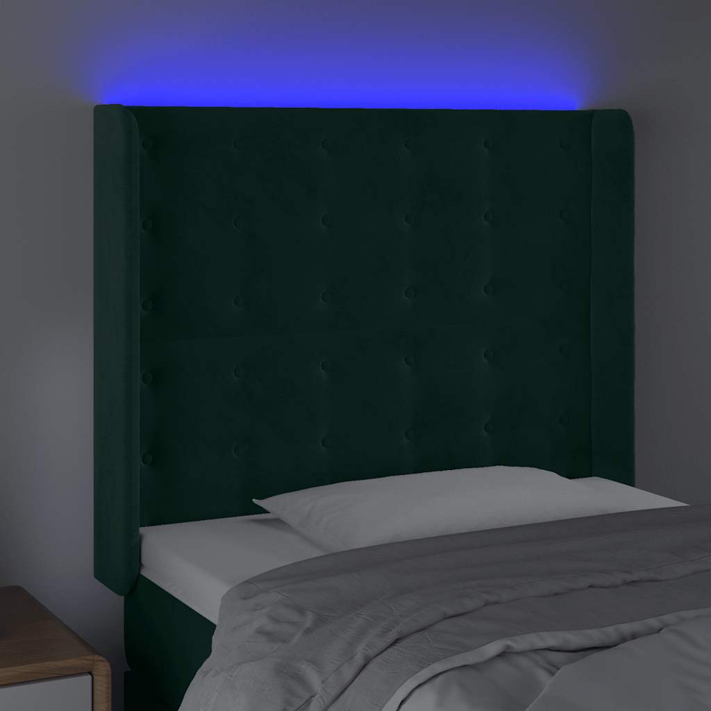 Tête de lit à LED Vert foncé 103x16x118/128 cm Velours - XIOS
