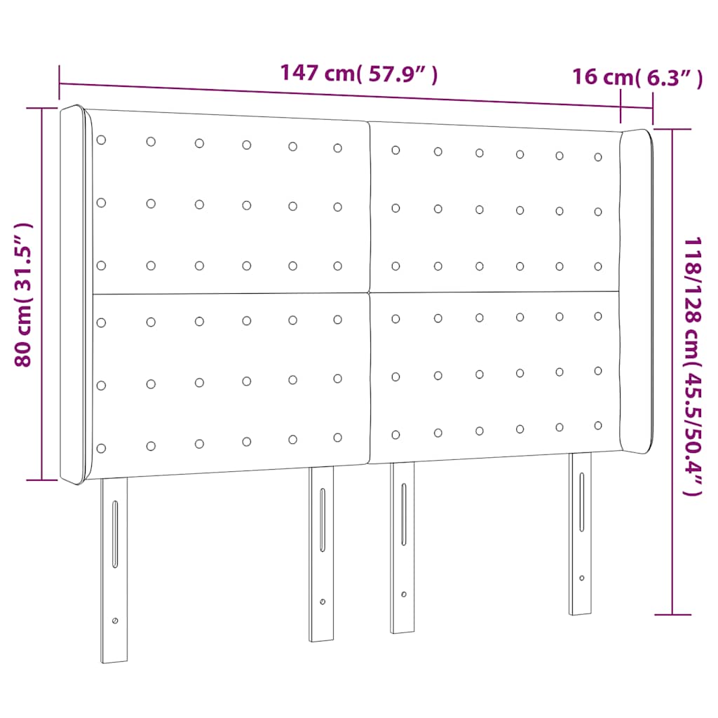Tête de lit à LED Bleu foncé 147x16x118/128 cm Velours - XIOS