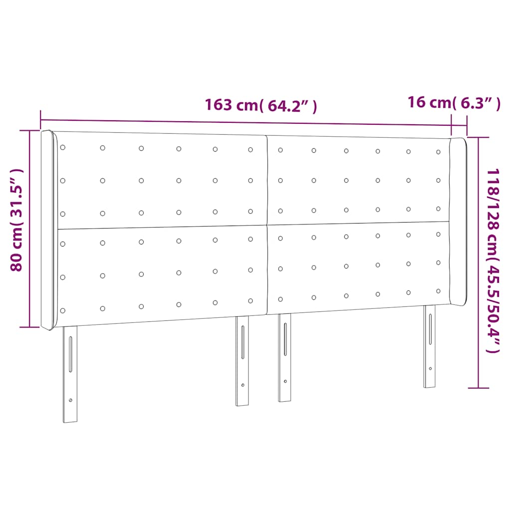 Tête de lit à LED Vert foncé 163x16x118/128 cm Velours - XIOS