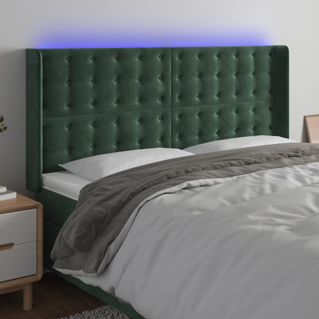 Tête de lit à LED Vert foncé 183x16x118/128 cm Velours - XIOS