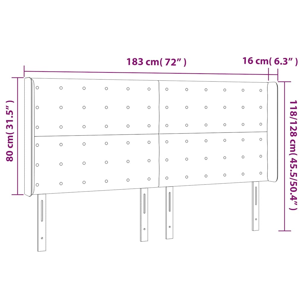 Tête de lit à LED Bleu foncé 183x16x118/128 cm Velours - XIOS