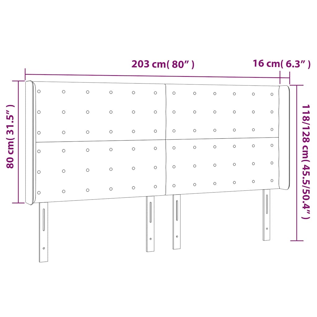 Tête de lit à LED Bleu foncé 203x16x118/128 cm Velours - XIOS