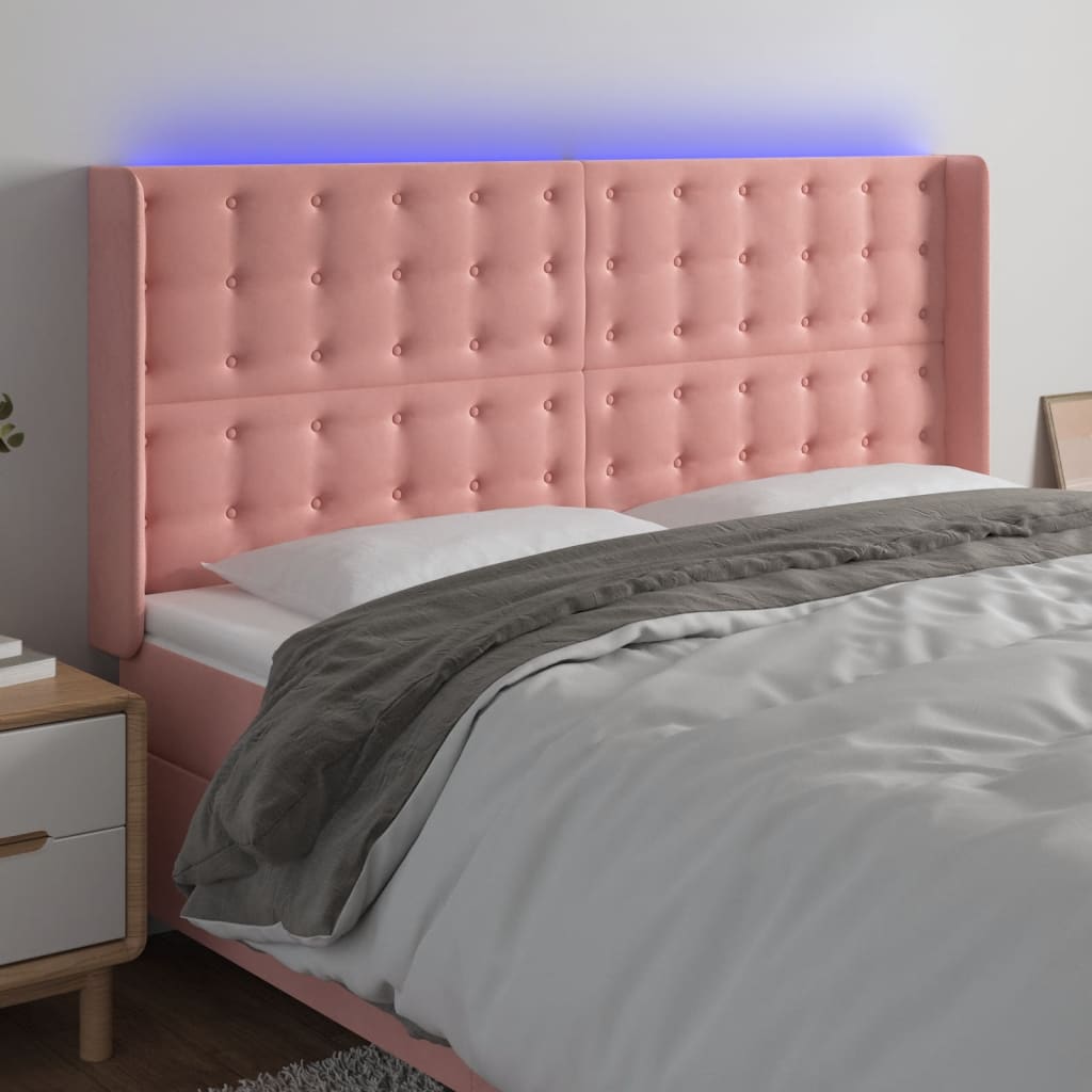 Tête de lit à LED Rose 203x16x118/128 cm Velours - XIOS