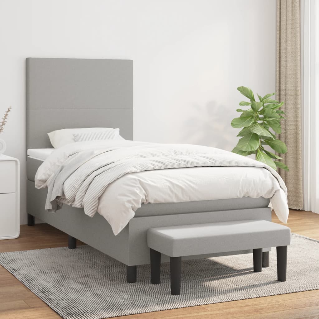 Sommier à lattes de lit avec matelas Gris clair 90x200 cm Tissu - XIOS