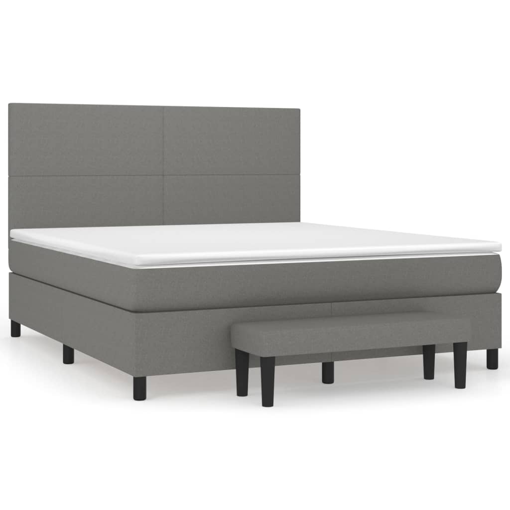 Sommier à lattes de lit avec matelas Gris foncé 160x200cm Tissu - XIOS