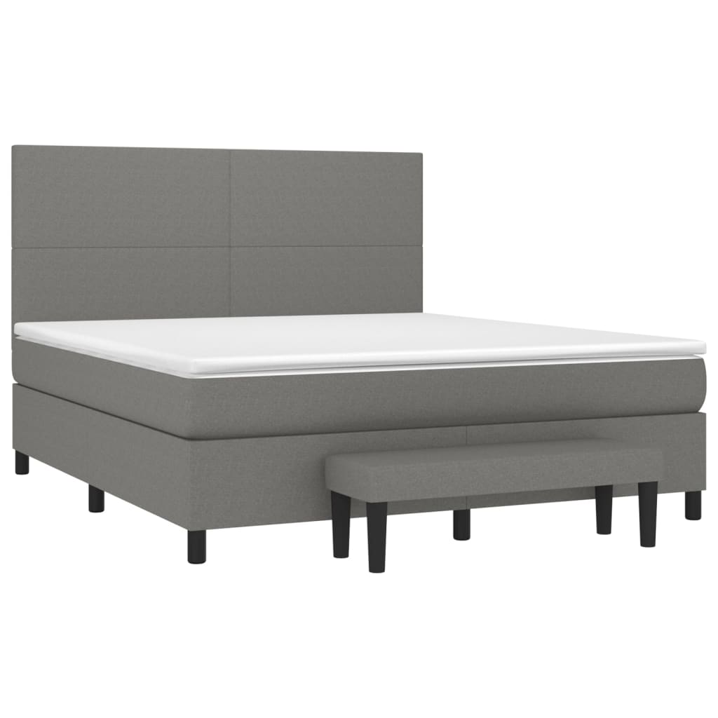 Sommier à lattes de lit avec matelas Gris foncé 160x200cm Tissu - XIOS