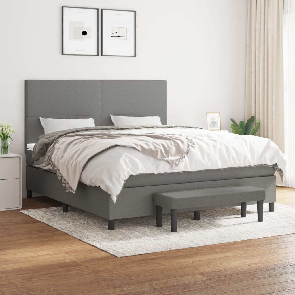 Sommier à lattes de lit avec matelas Gris foncé 160x200cm Tissu - XIOS