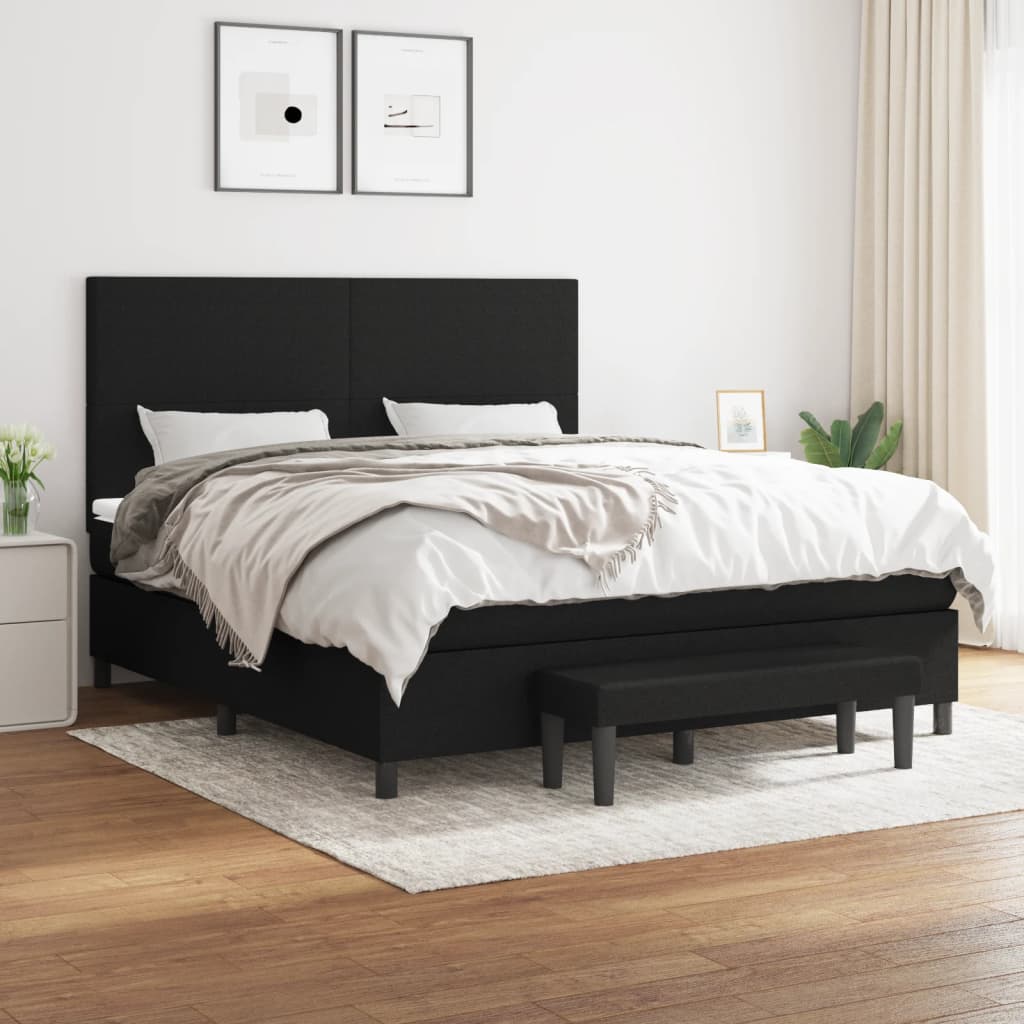 Sommier à lattes de lit avec matelas Noir 160x200 cm Tissu - XIOS