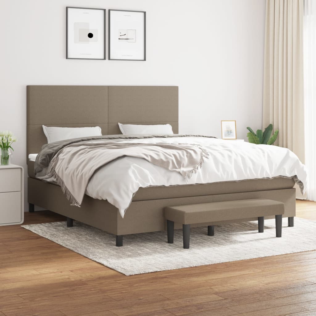 Sommier à lattes de lit avec matelas Taupe 160x200 cm Tissu - XIOS