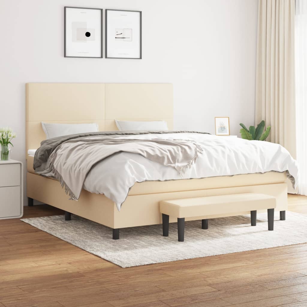 Sommier à lattes de lit avec matelas Crème 160x200 cm Tissu - XIOS