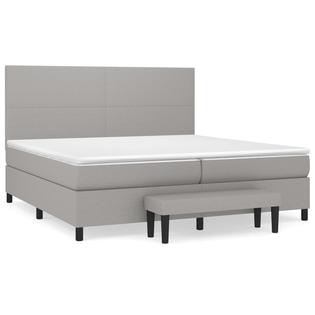 Sommier à lattes de lit avec matelas Gris clair 200x200cm Tissu - XIOS