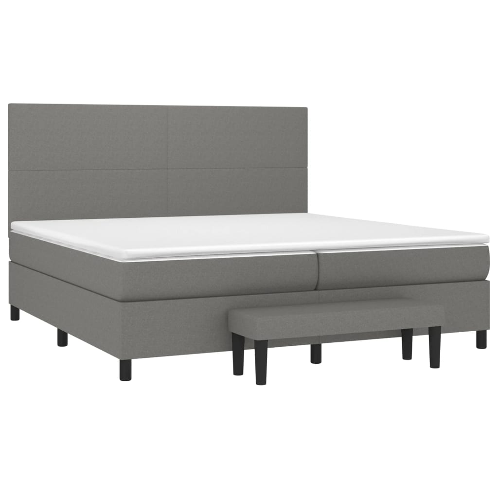 Sommier à lattes de lit avec matelas Gris foncé 200x200cm Tissu - XIOS