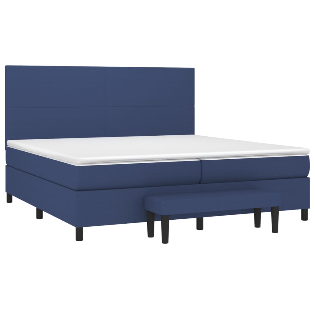 Sommier à lattes de lit avec matelas Bleu 200x200 cm Tissu - XIOS