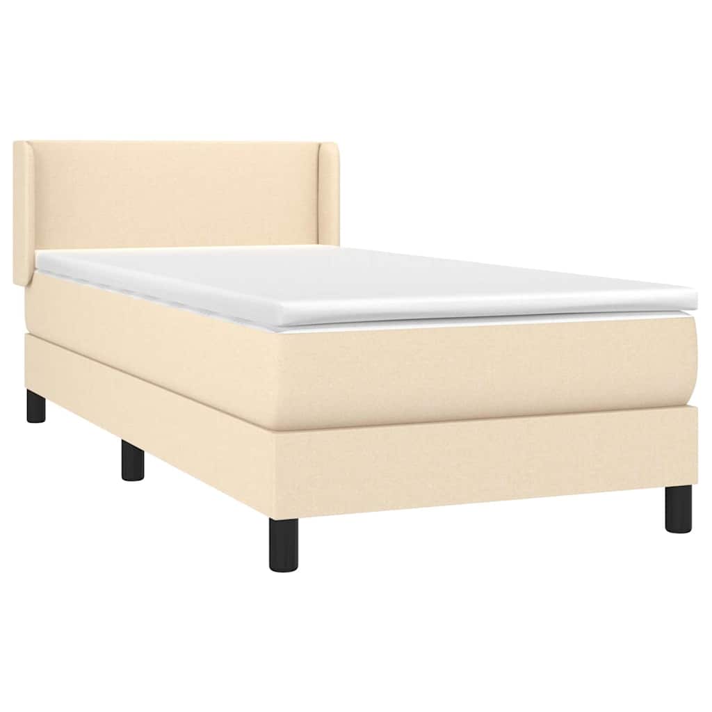 Sommier à lattes de lit avec matelas Crème 100x200 cm Tissu