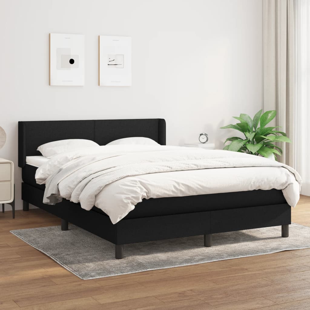 Sommier à lattes de lit avec matelas Noir 140x190 cm Tissu - XIOS