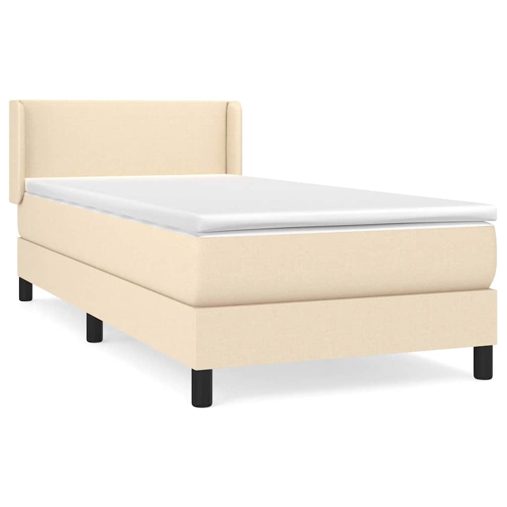 Sommier à lattes de lit avec matelas Crème 140x190 cm Tissu