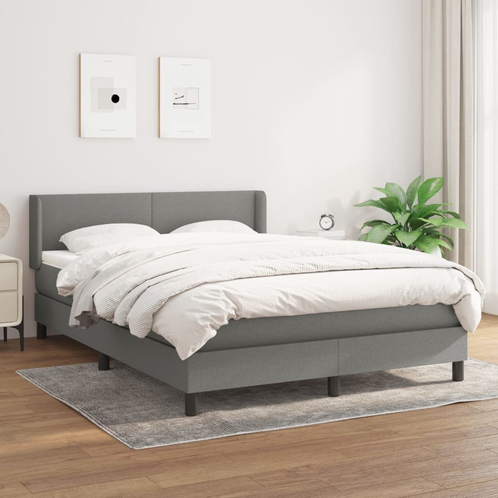 Sommier à lattes de lit avec matelas Gris foncé 140x200cm Tissu - XIOS