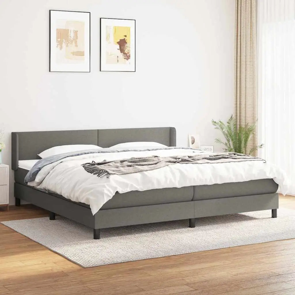 Sommier à lattes de lit avec matelas Gris foncé 200x200cm Tissu - XIOS