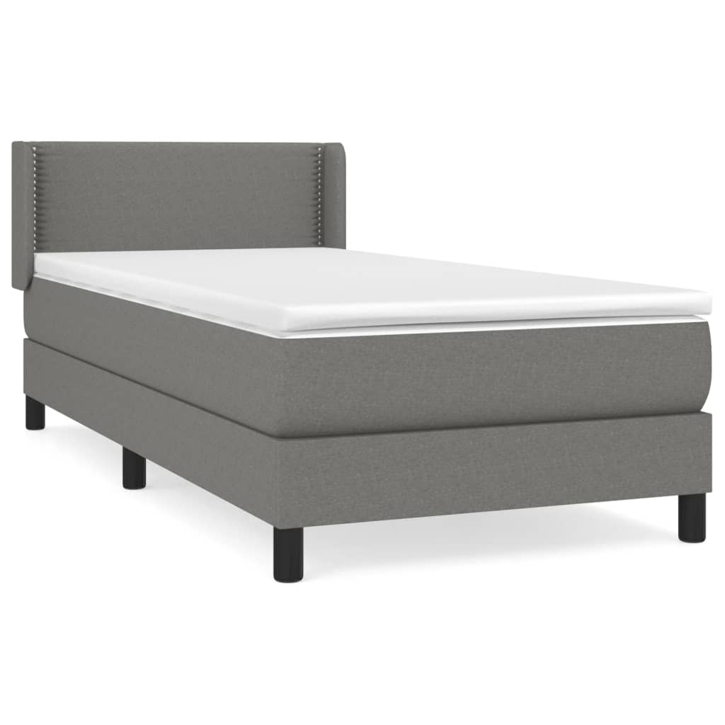 Sommier à lattes de lit et matelas Gris foncé 90x190 cm Tissu - XIOS
