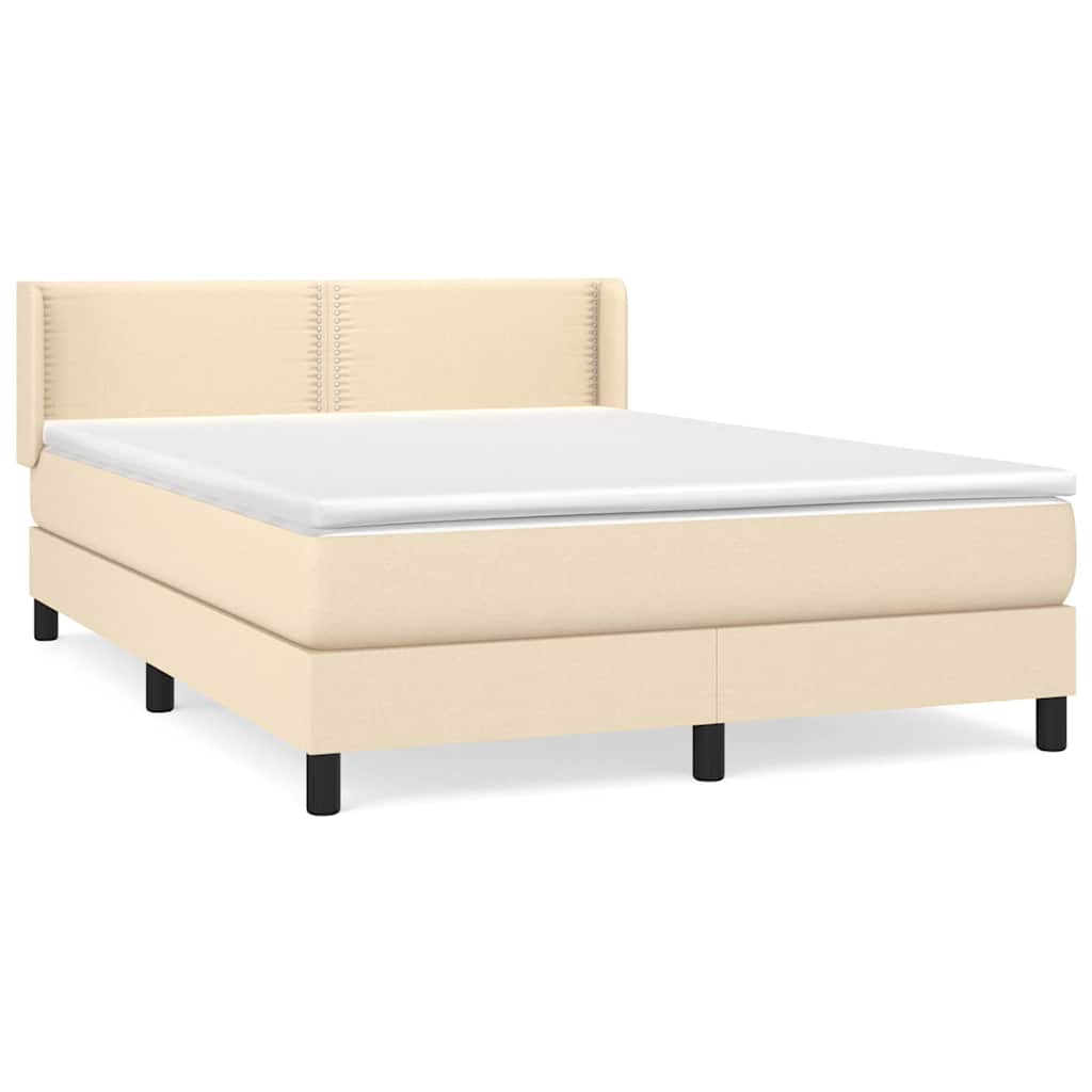 Sommier à lattes de lit avec matelas Crème 140x190 cm Tissu