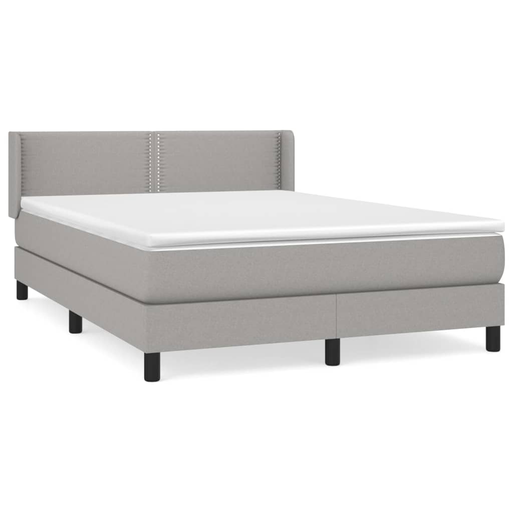 Sommier à lattes de lit avec matelas Gris clair 140x200cm Tissu - XIOS