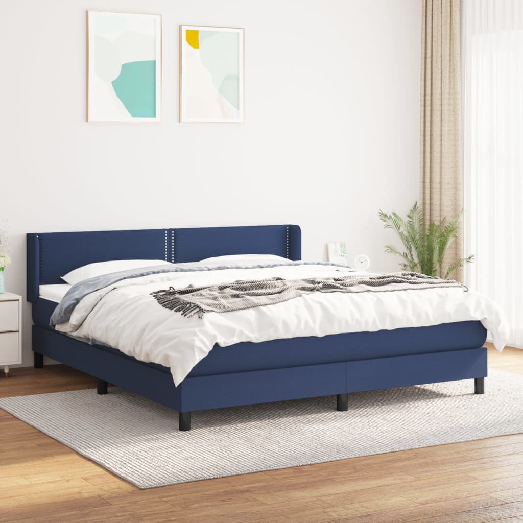 Sommier à lattes de lit avec matelas Bleu 180x200 cm Tissu - XIOS