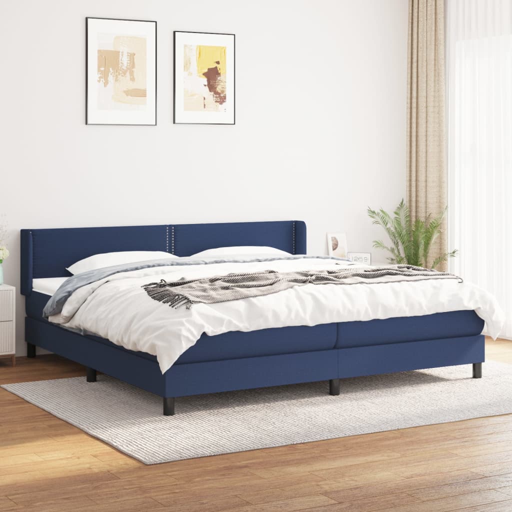 Sommier à lattes de lit avec matelas Bleu 200x200 cm Tissu - XIOS